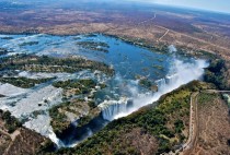 Aerial shot of Victoria Falls ZimbabweZambia 
