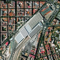 Aerial view of Madrid Atocha Railway Station the largest in Spain 