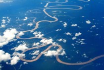 Aerial view of the Amazon River Brazil 