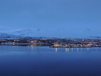 Akureyri Icelands second largest city at dusk 