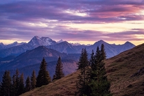 Alpine landscape at dusk Germany 