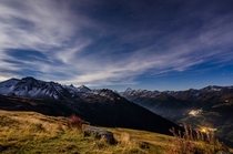 Alps and valley by moonlight - Bella Tola Valais Switzerland 