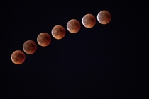 Amateur composite of the Blood Moon 
