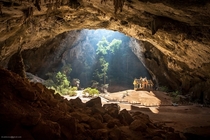 Amazing cave in Thailand Yes that is a buddhist temple inside the cave 