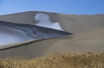 Amazing snow covered dunes in Dunhuang Gansu China 