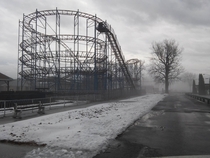 Amusement park in the fog 