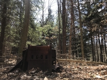An abandoned cast iron stove in the middle of the woods I was hiking in this weekend Apparently someone was planning to build a cabin on this land brought the stove and never came back to build the cabin