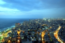 An aerial view of Bat Yam foreground and Tel Aviv background