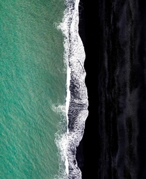 An almost like abstract art looking like beach made of black lava sand in Iceland  seen from above  - more of my abstract landscapes on insta glacionaut