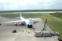 An Antonov An- unloads componets of kibo Japans science module for the International Space Station at Kennedy Space Center Space shuttle Endeavour docked with the ISS and delivered Kibo on  July 