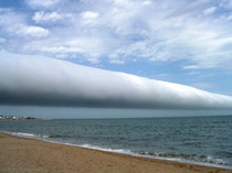 An arcus cloud called a roll cloud  January above Las Olas Beach in Maldonado Uruguay by Daniela Mirner Eberl 