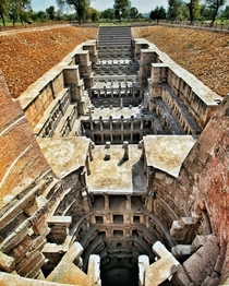 An elaborate and intricate step well in India