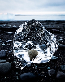 An ice crystal looking like a diamond at Diamond beach in Iceland  - check the comment for more info and a series of images from different angles 
