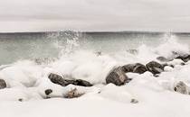 An icy Lake Michigan from the shores of Petoskey MI 