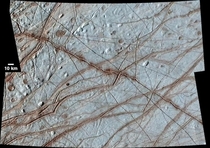 An image of Europas surface take on  using the Galileo Solid State Imager