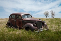 An old DeSoto rusting in a field Hereford Colorado 