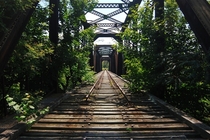 An old railroad bridge I passed in Maine 