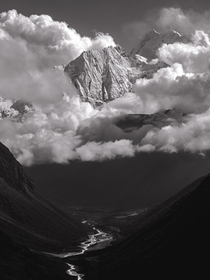 An unnamed peak through the clouds Manaslu Nepal   x 