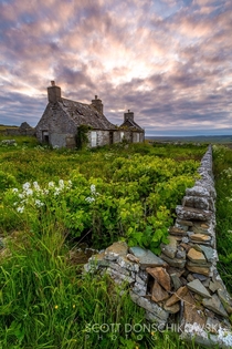 An weatherworn cottage at sunset Taken in Scotland by Scott Donschikowski 
