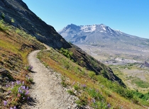 Approaching the crater of Mt St Helens by way of the devils elbow section of the boundary trail WA USA 