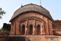 Around -year-old terracotta structure of Char Bangla Hindu temple in Murshidabad of West Bengal INDIA The set four temples are richly decorated their facades illustrate the best in the ornamental brickwork of Bengal