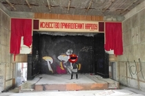 Art belongs to the people - theatre in an abandoned Soviet army base Saxony Germany 