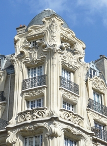 Art Nouveau facade on a building in Paris France 