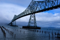 Astoria-Megler Bridge Longest truss bridge in North America spanning  ft  metres Height  ft  m at high tide Opened July   connecting Oregon and Washington State across the Columbia River Photo by the author March  