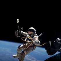 Astronaut Edward White during first EVA performed during Gemini  flight