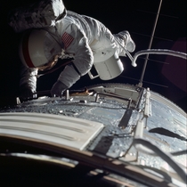 Astronaut Ron Evans performs the third and final transearth EVA to date on Apollo  