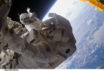 Astronaut Steve Bowen STS- mission specialist participates in the missions third scheduled spacewalk as construction and maintenance continue on the International Space Station - November   