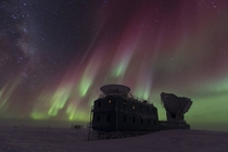 Aurora over the South Pole Telescope 