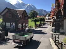 Automobile free and high up in the Alps in Wengen Switzerland