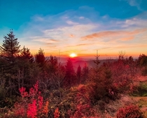 Autumn sunset in the Black Forest Germany 