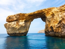 Azure Window a Natural Limestone Arch on the Maltese Island of Gozo Taken before the collapse 