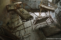 Baby beds at a hospital in Pripyat  Chernobyl 