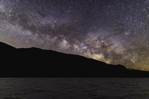Badwater Basin in Death Valley an hour before dawn The Milky Way had just cleared the mountains before the sun started to rise Taken early morning hours of March  