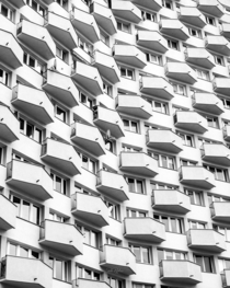 balconies of building Warsaw Poland x