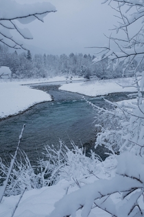 Bavarian river Isar in winter 