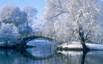 Beautiful bridge on serene winter morning unknown location 