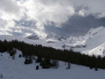 Beautiful winter mountain scenery at La Joue du Loup France 