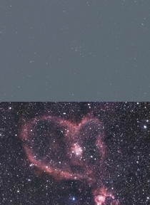 before and after processing the Heart Nebula from my backyard 