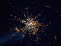 Berlins lights from space revealing the former path of the Berlin Wall 