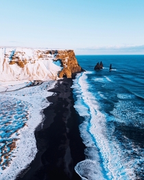 Birds eye view of Reynisfjara Black Sand Beach - South Coast Iceland  - Instagram hrdur