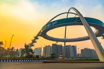 Biswa Bangla Gate by Construction Catalysers in Kolkata India  It is meant to be a gateway to the city of kolkata formerly calcutta and also houses a restaurant