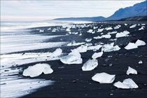 Black Sand Beach with Ice Blocks Alaska 