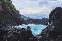 Blue Waters amp Volcanic Rock of Flores Island in the Azores 