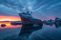 Bonsai Rock Lake Tahoe NV Christmas sunset 