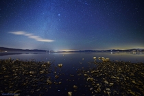 Breath-taking stars perfectly still waters and interesting rocks on the North Shore of Lake Tahoe last night 