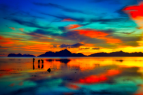 Breathtaking view of the low tide sunset in El nido Palawan Philippines